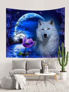 Мягкий фланелевый гобелен с изображением диких животных: волк/тигр, настенное украшение для дома - Product Image 3