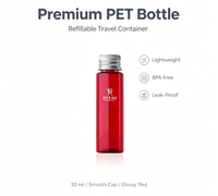DY-E-105 Flacon cosmétique mini PET de 30 ml rechargeable, flacon de voyage avec bouchon à vis en aluminium pour l'emballage de liquides de soin de la peau