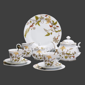 Ensemble de tasses et soucoupes à café et thé au design floral européen, théières élégantes, idée cadeau, service à thé de voyage, pot à thé avec poignée, plateau à thé - Product Image 1