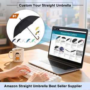 Parapluie professionnel <span class=keywords><strong>de</strong></span> gros en pongee avec tige en fibre <span class=keywords><strong>de</strong></span> verre, manche long, imperméable, protection solaire et <span class=keywords><strong>pluie</strong></span>, ouverture automatique, design personnalisé - Product Image 5