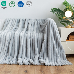 Plaid de <span class=keywords><strong>canapé</strong></span> en fausse fourrure de lapin, épais, doux et luxueux, de haute qualité, pour lit confortable - Product Image 1