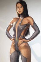 Combinaisons sexy à manches longues avec strass et gants pour femmes, pour spectacle de drag show, performance sur scène, combinaisons une pièce, tenues de danseuse de club