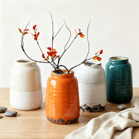 Mini vase en céramique Art Déco, vase de table écologique de la marque PLD pour fleurs séchées, décoration de la maison et du bureau