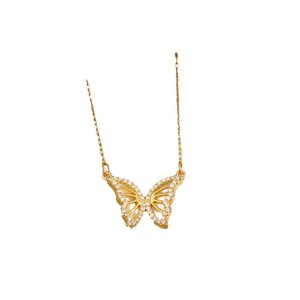 Butterfly Pendant Necklace <b>Titanium</b> Steel Zircon Hollow <b>Chain</b> O-Shaped <b>Chain</b> 41-50cm Women's Fashion Jewelry - Product Image 5