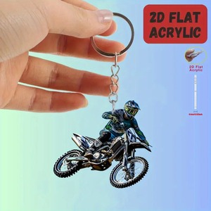 Porte-clés pour les amateurs de motos - Design plat 2D avec film protecteur et porte-clés élégant - Product Image 1