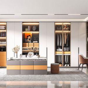 SANTOPOVA Dressing moderne sur mesure en forme de U en bois mélaminé avec armoire à chaussures - Product Image 6