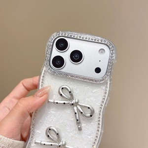 เคสโทรศัพท์มือถือลายหินอ่อนรูปโบว์ประดับเพชรลายคลื่นสำหรับ iPhone 13 14 15 16 17 pro max ลายเปลือกหอย IMD ฝาหลัง ขายส่ง - Product Image 3