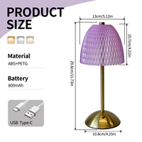 Lampe de table LED rechargeable à commande tactile, 3 modes d'éclairage, gradation progressive, chargement Type-C, décoration moderne, lampe de chevet/bureau