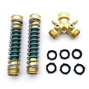 Laiton 2 voies connecteur en laiton robuste séparateur de tuyau d'arrosage connecteur d'eau de <span class=keywords><strong>jardin</strong></span> avec 2 rondelles adaptateur d'extension de tuyau - Product Image 1