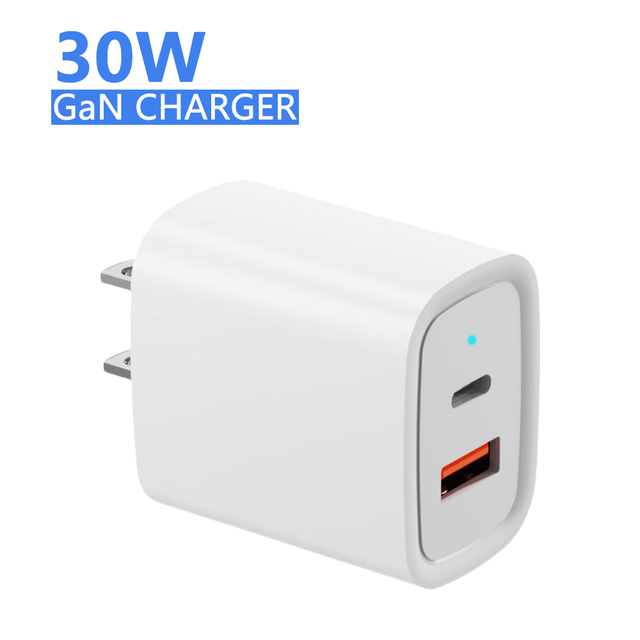 OEM Universal Travel Charger US EU Power Adapter 30W Type C GaN PD Fast Charger USB C 5V/3A for Mobile Phone