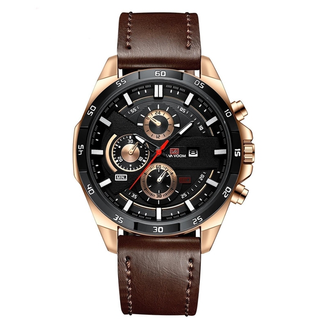 Factory Price Mens Leather Sports Water Resistance VA VA VOOM Quartz Watch