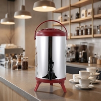 Distributeur de boissons isotherme en acier inoxydable avec support – Seau pour eau chaude, froide, café, lait, thé – Idéal pour l'équipement de restauration