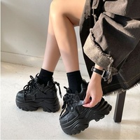 Baskets compensées pour femme, style Dad Sneakers, avec lacets, blanches, antidérapantes, à semelle épaisse, rehaussant la taille de 10 à 14 cm, chaussures décontractées