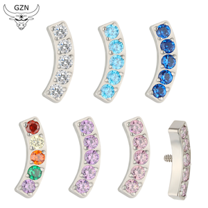 Ultima moda gioielli orecchini titanio 5 CNC Set <span class=keywords><strong>CZ</strong></span> foderato barra curva Piercing corpo alta gioielli Labret borchie - Product Image 1