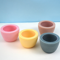 Nouvelles Idées Rayures Verticales Large Bouche Pot De Fleur Moule En Silicone Succulent Planter Vase Moule En Béton Porte-Stylo Moule En Argile