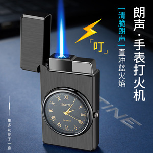 Lighter With Quartz Watch <b>Clock</b> Portable Butane Windproof Business Gifts Multiple Colors Available - Product Image 1