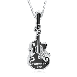 สร้อยคอใส่เถ้ากระดูกกีตาร์ดนตรีสำหรับผู้ชายผู้หญิง - Product Image 1