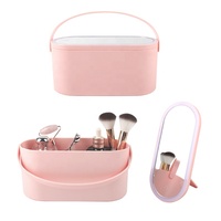 MEJ Petit miroir de maquillage professionnel portable à LED, boîte à miroir avec interrupteur tactile intelligent