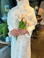 Abaya musulmane Robe longue Floral Fleur Imprimé Veste Jupe Robe Cape papillon Tulipe Embroid Mode Elegent Femmes Musulmanes
