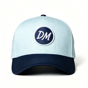 Custom High Performance Light Blue & <b>Navy</b> Golf Cap with Custom Embroidered Patch Adjustable Breathable Sports <b>Hat</b> for Golfers - Product Image 1