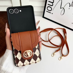 Étui de téléphone portable en cuir PU avec lanière de cou et porte-cartes, style <span class=keywords><strong>sac</strong></span> à <span class=keywords><strong>main</strong></span>, pour Samsung Z Flip 7 6 5 4 3 - Product Image 1