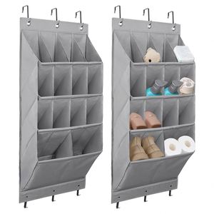 Closet Organization and Storage Accessories 4-Tier Hanging Door Storage Bag with 14 Large Pockets and Bottom <b>Hook</b> - Product Image 1