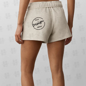 Pantaloncini da donna personalizzati in cotone per allenamento, ricamati su misura, vestibilità rilassata, <span class=keywords><strong>neri</strong></span>, estivi, per corsa e ciclismo - Product Image 2