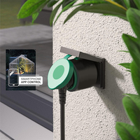 Enchufe Inteligente Inalámbrico para Exteriores con Wifi, Enchufe Europeo a Prueba de Agua de 16A, con Medición de Consumo de Energía, Compatible con Alexa y Google