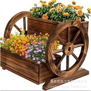 Support à fleurs en bois avec trou de drainage pour plantation en jardin, style rétro, utilisation extérieure - Product Image 3