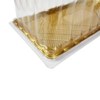 Boîte à gâteau rectangulaire en gros, emballage doré pour gâteau roulé, boîte alimentaire en plastique PET de qualité alimentaire pour longs gâteaux en barre avec couvercle transparent