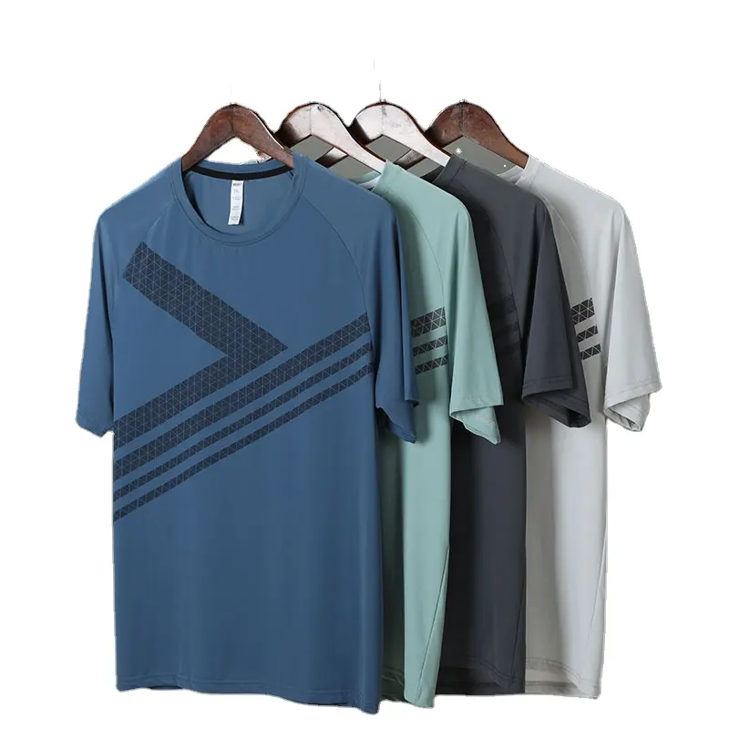 Men's T-shirt Men Tee Tops Wholesale Custom Short Sleeve Breathable Sport Running Fitness Muscle Bodybuilding Men's Gym T Shirt