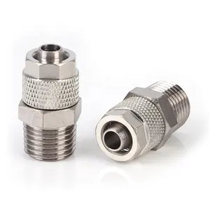 Valvole pneumatiche guaina connettore maschio tipo di compressione 4mm in ottone metallo push in fit fittingper tubi aria