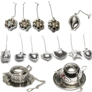 Round Cute Duck Fish Flower Tea Brewing Diffuser Steeper Strainer Cock Spice Filter Bulk Stainless Steel Tea Infuser with Chain