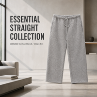 Joggers à jambe droite personnalisés avec logo, en coton épais 380 GSM, style streetwear minimaliste pour homme, coupe ajustée