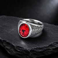 Bague Chevalière Ovale JLM en Acier Titane Style Grec Vintage avec Pierre Précieuse pour Homme, Bijou de Déclaration pour Fête et Motard