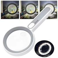 1pc Rechargeable Handheld Magnifier 3 Lighting Modes Illuminated Magnifying Glass With LED Light for Seniors Reading Repair