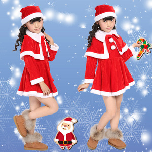 Children's Christmas Santa Costumes <b>Red</b> Velvet Unisex Performance Dress Up Outfit For Boys And Girls Holiday Party Wear - Product Image 2