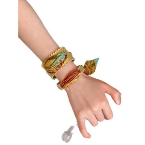 Bracelet manchette ajouré <span class=keywords><strong>en</strong></span> soie imprimée mate style ethnique, bijou personnalisé rétro tendance, sensation haut <span class=keywords><strong>de</strong></span> gamme et audacieuse - Product Image 5