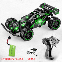Voiture de course RC 4x4 2,4 GHz à coque translucide, vitesse élevée 15 km/h, portée 25 m, lumières LED, rechargeable par USB, batterie 3,7 V, jouet sportif