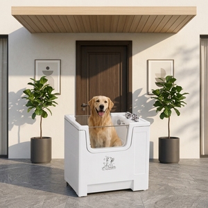 Baignoire de toilettage pour chiens robuste, noir graphite mat, style industriel-chic, anti-traces d'eau - Product Image 1