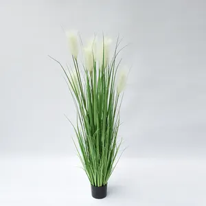 หญ้าเทียมต้นหอมยาว1.5ม.,หญ้าเทียมหางสุนัขหญ้าปลอมพืชใหญ่กกดำพอร์ตตกแต่งด้วยดอกไม้สีชมพูขาวสำหรับสำนักงาน