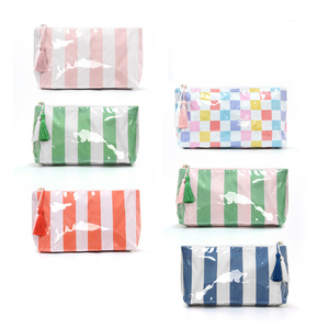 Borsa per il Trucco Trasparente a Righe, <span class=keywords><strong>Organizer</strong></span> da Viaggio Impermeabile in PVC, Astuccio Cosmetico di Grande Capacità per Donne e Ragazze - Product Image 5