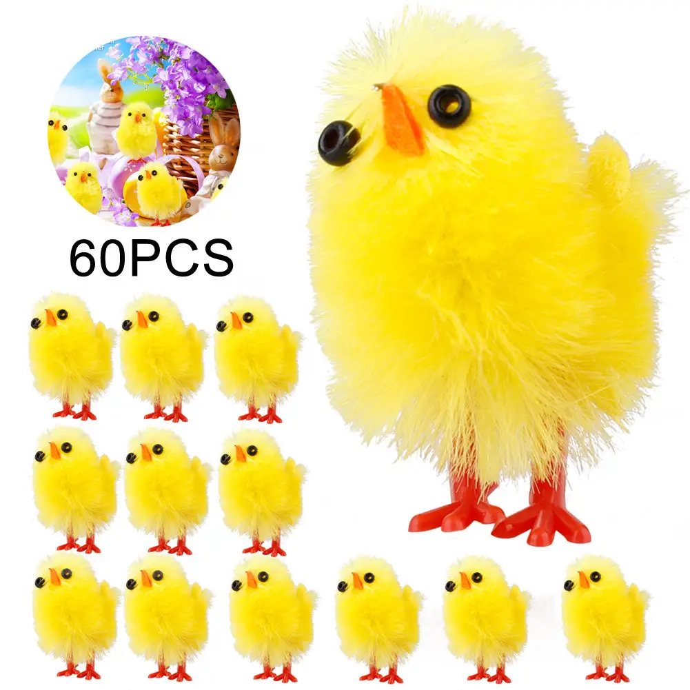 60 pezzi di pasqua pulcini decorativi di Pasqua pollo giallo piccolo pollo vendita calda 3cm Mini pulcini di pasqua