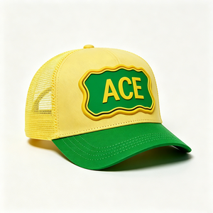 Gorra Trucker Personalizada con Parche de Goma, Dos Tonos Amarillo y Verde, Malla Trasera, Unisex, para Deportes al Aire Libre de Verano - Product Image 5