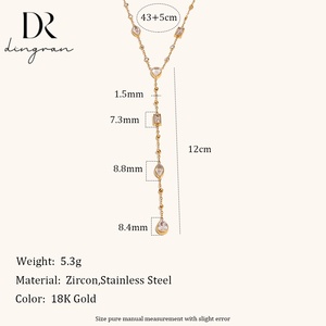 Collier à pendentif géométrique en zircon plaqué or 18 carats en acier inoxydable, design de niche haut de gamme, mode européenne et américaine - Product Image 2
