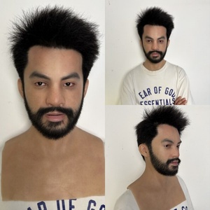 Máscara de silicona elástica duradera al por mayor con cabello y barba implantados, textura de piel realista, máscara de disfraz para crossdressing - Product Image 2