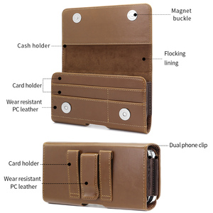Étui en cuir universel avec pochette à clip pour ceinture Porte-carte d'identité en matériau PU Pochette pour téléphone Fonction de protection pour iPhone - Product Image 4