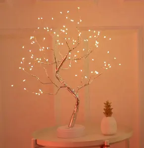 Настольное мини-освещение деревьев бонсай на 108 светодиодов, светодиодная лампа для искусственного дерева «сделай сам», ночник с питанием от аккумулятора и USB