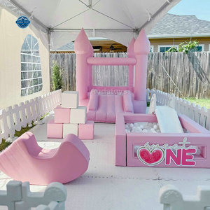 Area Giochi Morbida Rosa per Interni, Attrezzatura per Feste per Bambini, Set di Giochi Morbidi Pastello per Neonati - Product Image 1