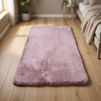 Tapis en fausse fourrure rose tweed, fabriqué à la machine, moderne, doux, moelleux, antidérapant, décoratif, certifié OEKO-TEX, respectueux de l'environnement, adapté aux animaux domestiques